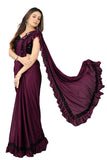 Delicate Solid Ruffle Border Lycra Sarees