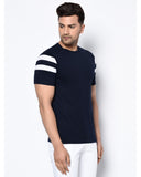 Striped Print Half Sleeves Round Neck T-shirts For Men's